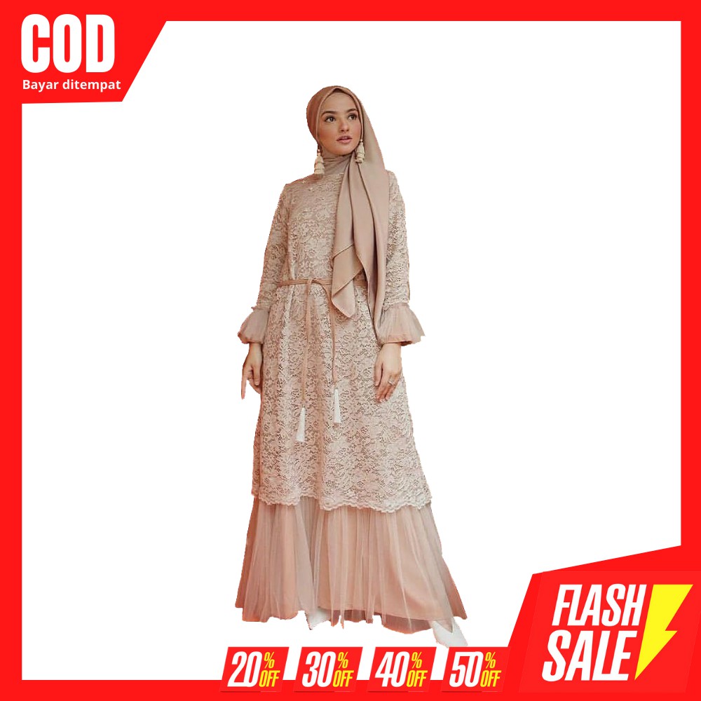 Dress Wanita Muslim Remaja Dewasa Motif Bunga Terbaru