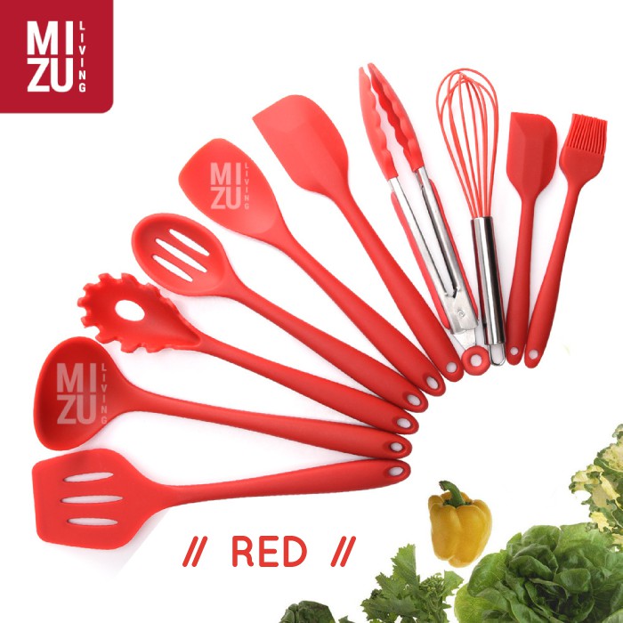 DIECI 10 in 1 SET Silicone Kitchen Utensil Spatula Cooking Set PEFE/PFOA/BPA-Free