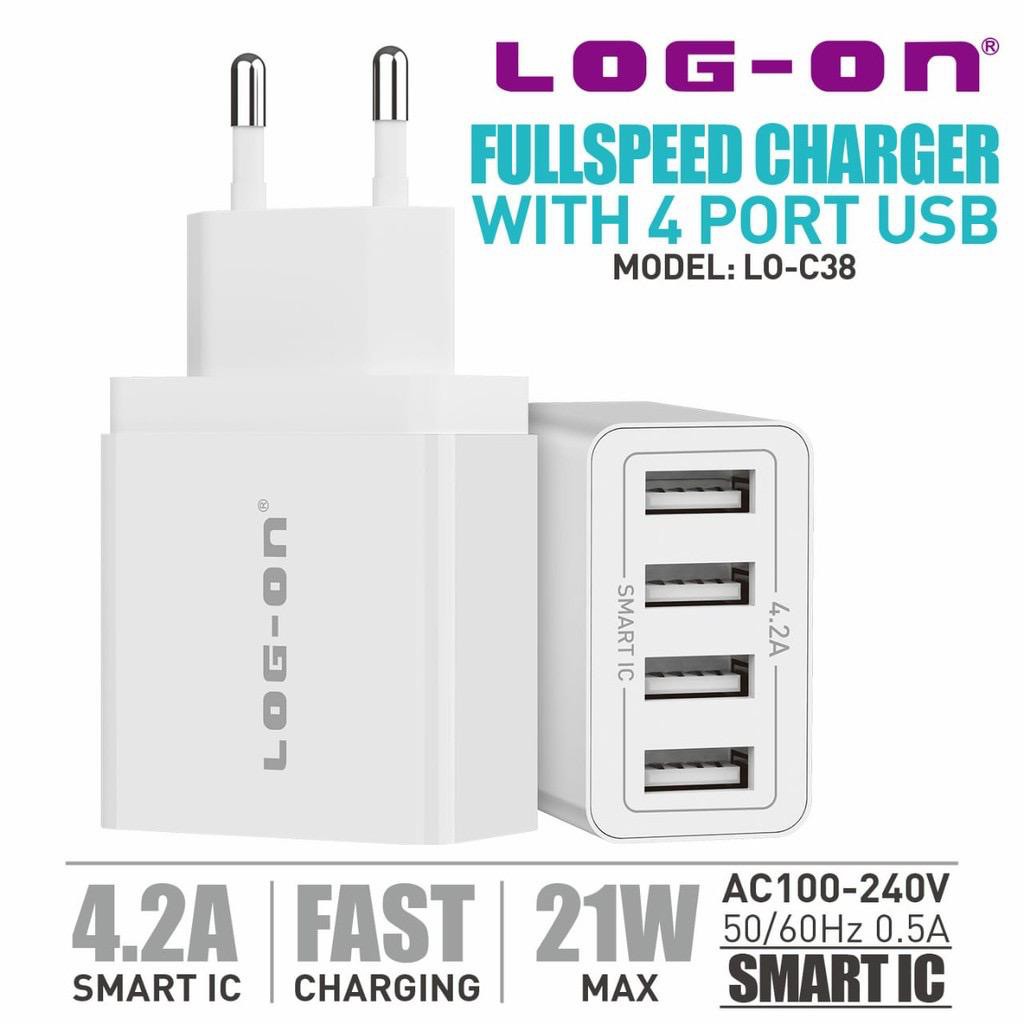 Adaptor Charger Log On LO-C40 4 Port USB 4.4A Fast /adaptor 6 Port USB 7A LO-C60 /4 USB 4.2A LO-C38