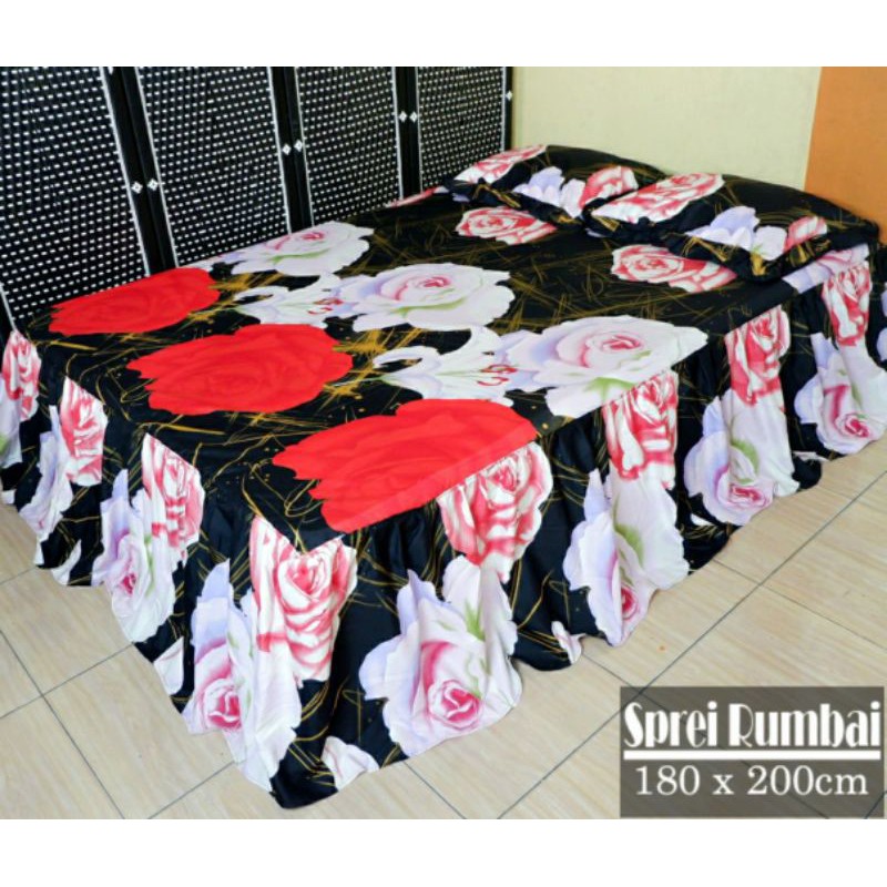 Sprei Rumbai Homemade Motif Red & white rose ataya Sprei