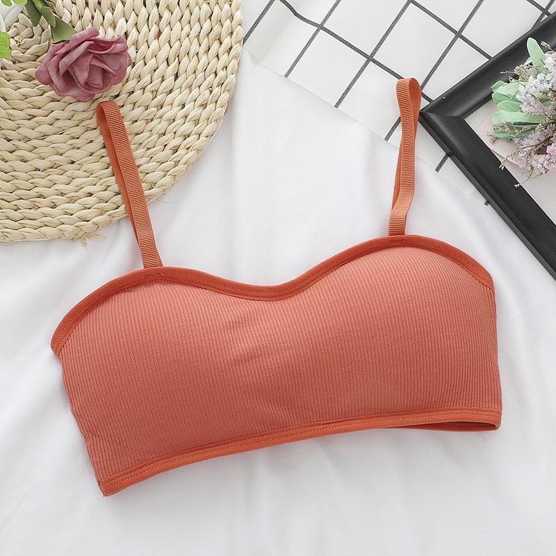COD/bh/Bra Wanita Tanpa Kawat Bahan Halus Pakaian Dalam bralette Push Up Elastis Sexy dengan Busa-bra-6 Orange