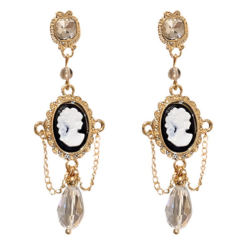 Fancyqube Fancycube Anting Tusuk Sterling Silver 925 Desain Potret Kristal Gaya Korea