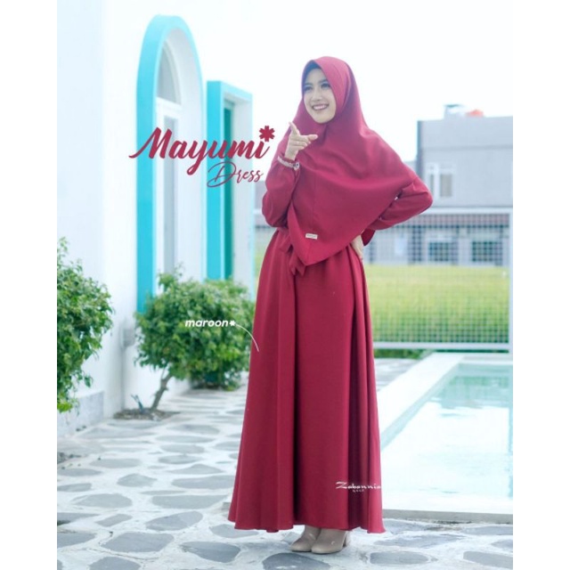 Mayumi Dress set Khimar by Zabannia Ready Gamis plus Khimar