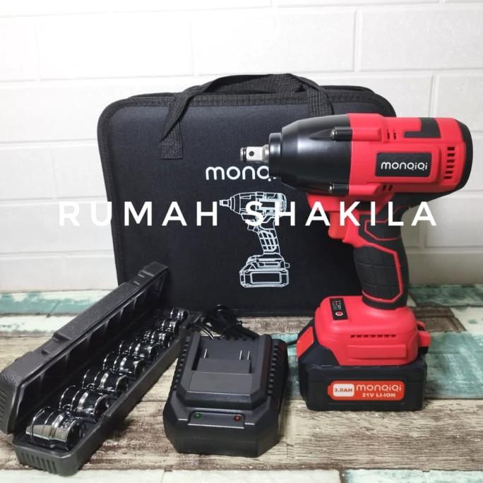 Impact Wrench Monqiqi 500Nm Mesin Bor Pembuka Baut Baterai Impact