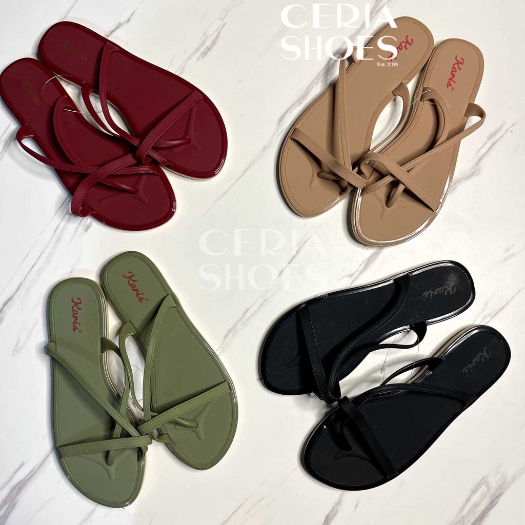 Sandal Jelly Wanita Import Jepit Tali Teplek Elastis Karet Non-Slip Karis 1949