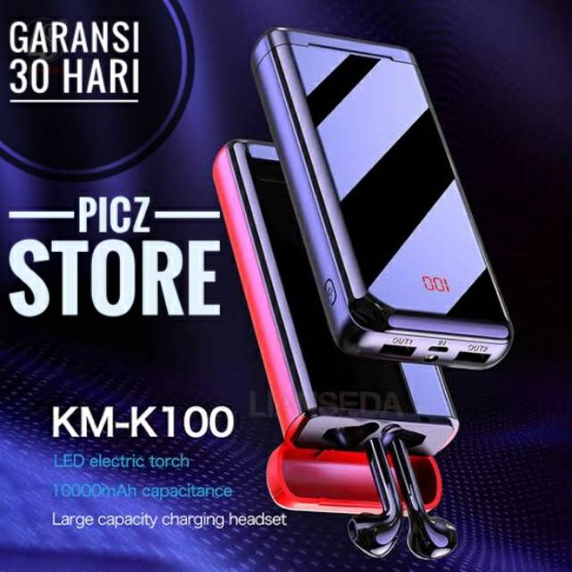 BLUETOOTH EARPHONES WITH 10000MAH CHARGE CASE POWERBANK TWS WIRELESS HEADSET + LED + DIGITAL DISPLAY