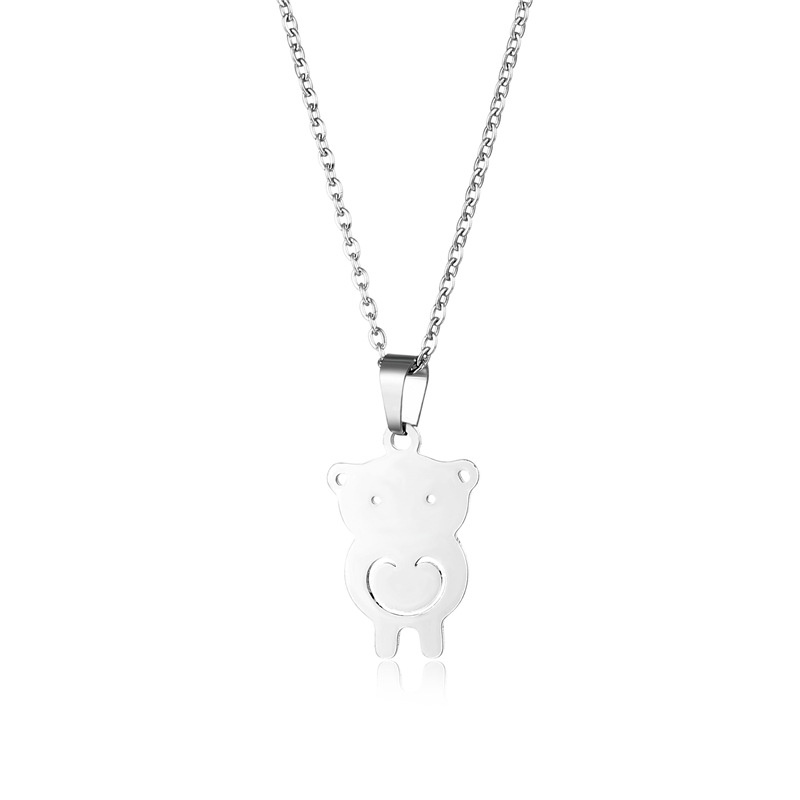 304L stainless steel piggy kalung Eropa dan Amerika populer hollow titanium steel lucu gadis lucu ba