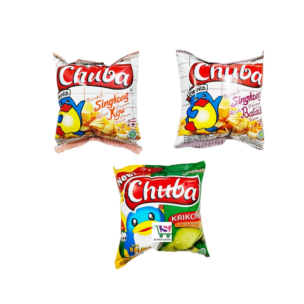 CHUBA Snack Cemilan Jadul Keripik Singkong Keju / Balado / Ijo / Corn Chips 12 Gram