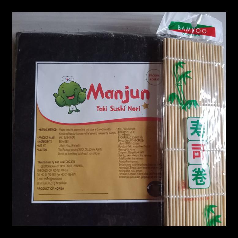 

READY STOK! PAKET MANJUN YAKI SUSHI NORI 50 LEMBAR + SUSHI MAT MURAH
