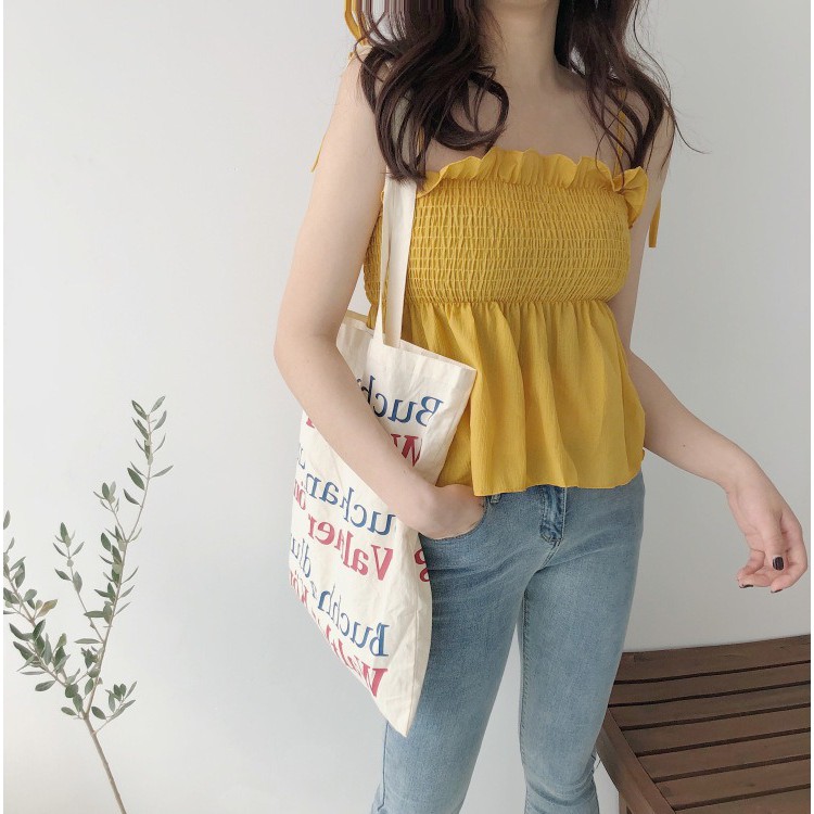 Korean Wrinkle Tank Top Atasan Wanita Tanpa Lengan 1211 (S - XL)