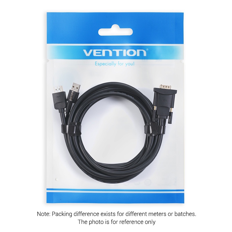 Vention HDMI to VGA Kabel Adapter Video 3.5mm Audio Jack dan USB Kabel Power untuk Komputer 1 Meter ABI