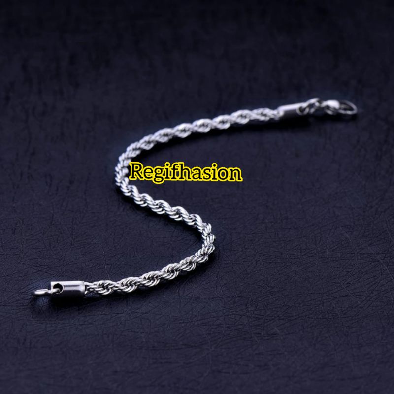 Gelang Titanium Tambang Lilit 20cm anti karat tidak luntur gelang terlaris