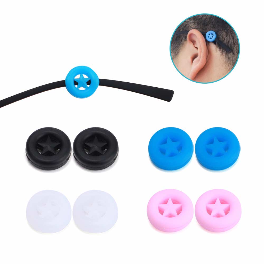 1 Pasang [ Biru Muda ] Pengait Kacamata Silikon - Anti Slip - Earhook Silicone - Penahan Hijab Style - KP8080