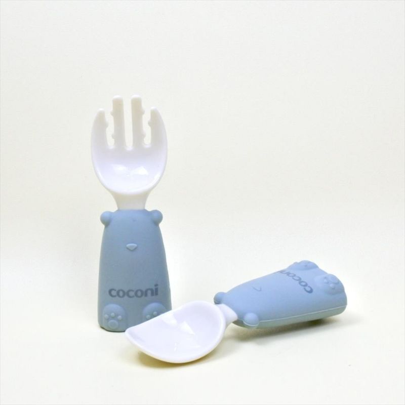 Coconi Little Bear Fork &amp; Spoon Set / Sendok Garpu Bayi BLW