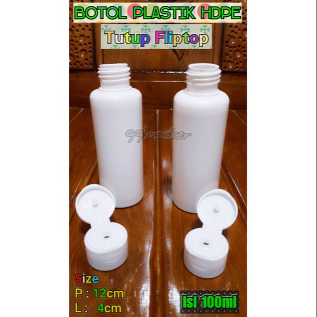 Botol Plastik HDPE 100ml tutup Fliptop