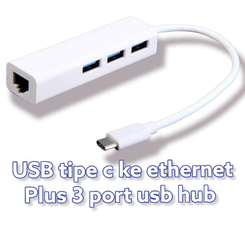 USB-C USB Tipe C ke 3Port USB RJ45 Ethernet Lan Adapter Hub