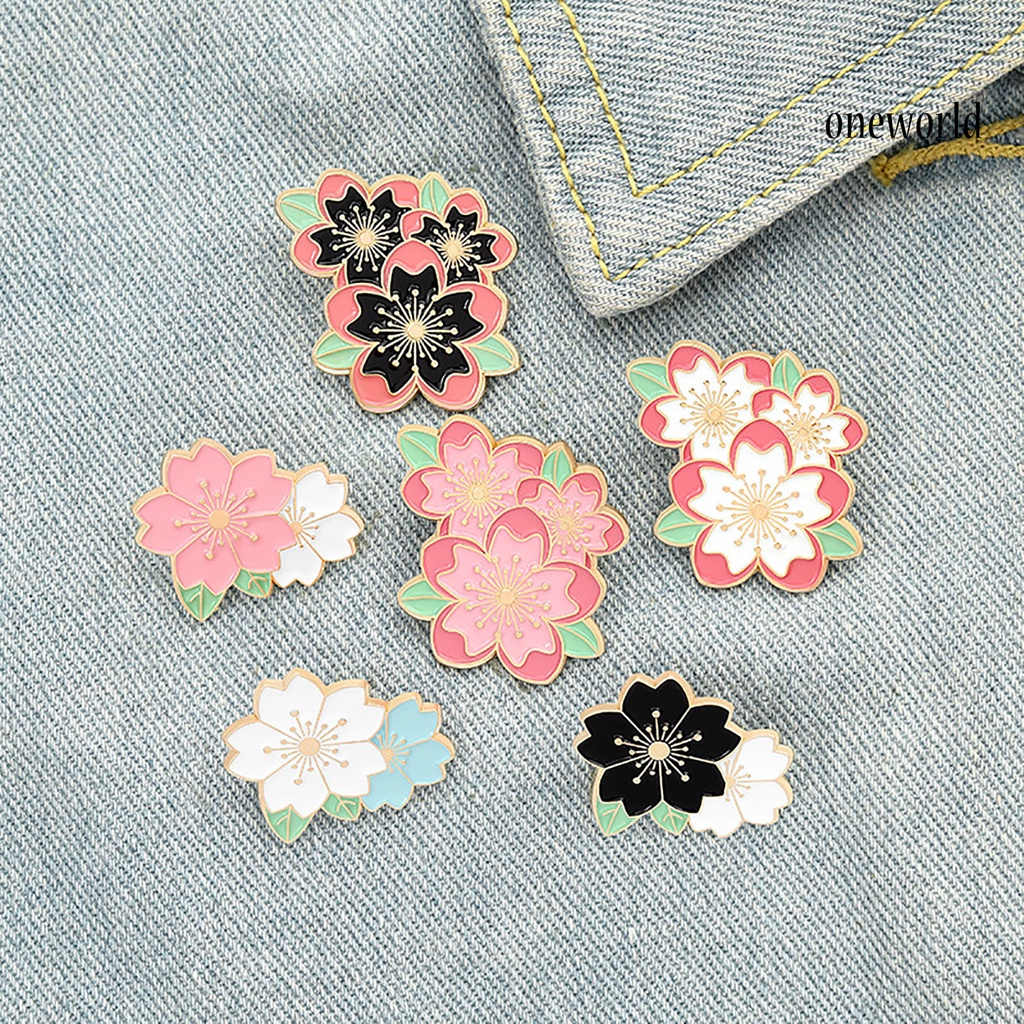 OW@ Cartoon Cherry Blossom Brooch Backpack Decorative Pin Collar Badge Accessories