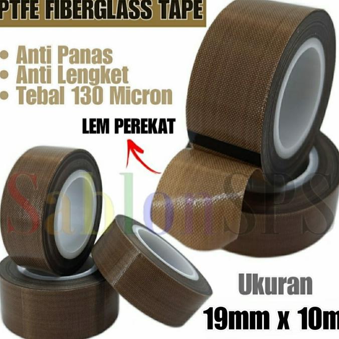 

(BISA COD) TEFLON TAPE ANTI PANAS PTFE COATED FIBERGLASS 19MMX10M KOMPLIT Kode 812