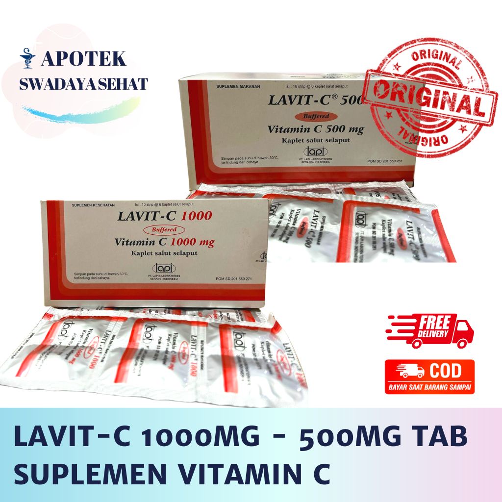 LAVIT-C 1000MG Strip 500 MG Tablet Ecer - Vitamin C Suplemen Daya Tahan Lavit C