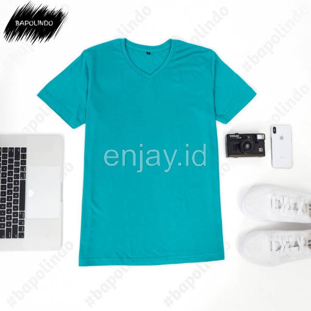 enjay.id - PREMIUM Kaos warna Tosca Tua oblong ANTI BAKTERI Leher V neck lengan pendek Original