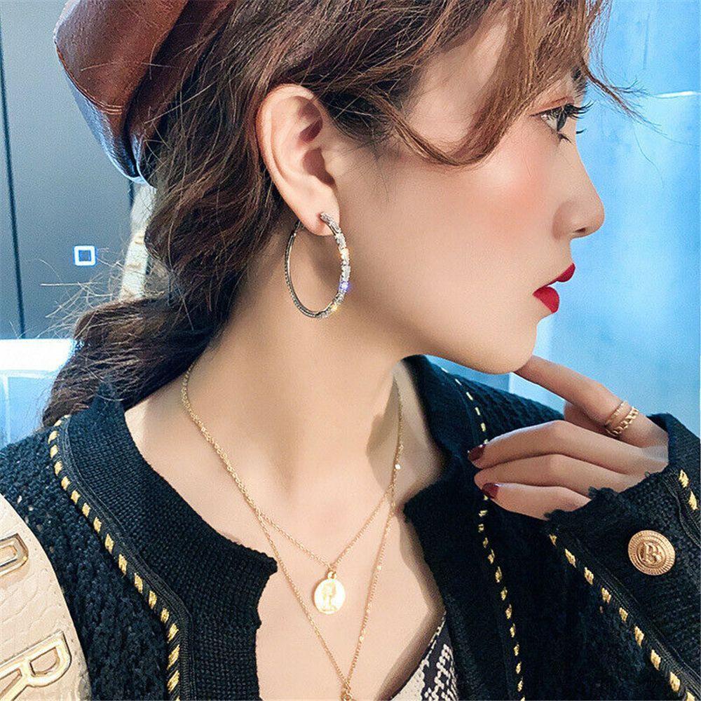 Lily Anting Hoop Bulat Pesta Cantik Pernikahan Pertunangan Lingkaran Besar Elegan Kristal Zircon