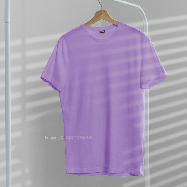 KAOS POLOS PRIA WANITA UNGU LILAC TANGAN PENDEK UKURAN S-XL BAHAN COTTON COMBED 30S ORGINAL