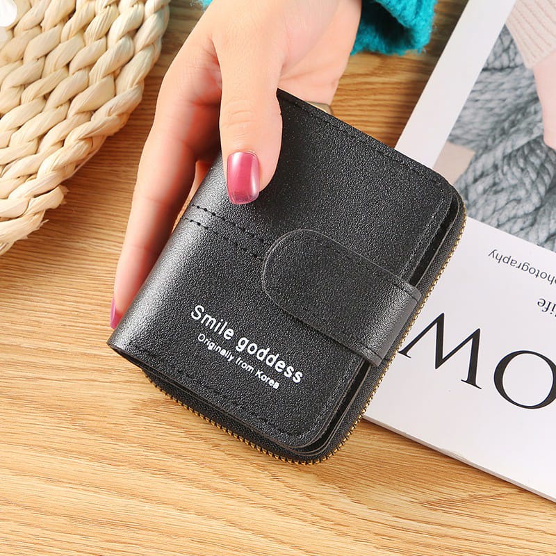 TASBLUE Dompet Wanita Mode Korea Dompet Wanita Kecil Berkualitas Tinggi  878  Dompet Wanita Murah  Ritsleting Kulit Asli  Dompet Kartu Lipat Pendek  Dompet Mini  Fashion Wanita Impor Korea