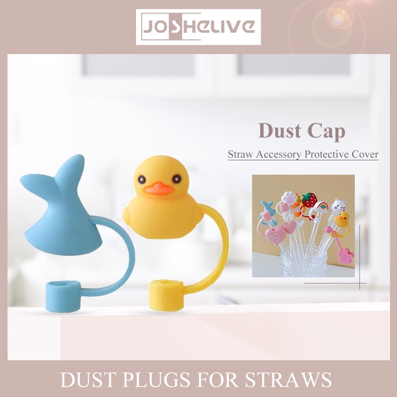 Silicone Straw Plug Reusable Airtight Drinking Dust Cap Cup Accessories Cartoon Plugs Tips Cover Suit For 6-8mm Straws OW