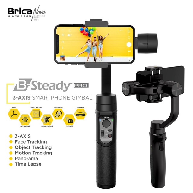 Brica B Steady Pro Bsteady Pro B Steady Pro 3 Axis Gimbal Stabilizer For Smartphone Action Cam Shopee Indonesia
