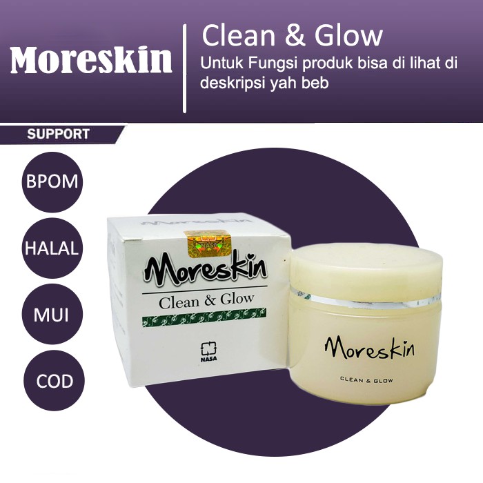 Moreskin Clean &amp; Glow Cream Pemutih Wajah Cream Pencerah Wajah