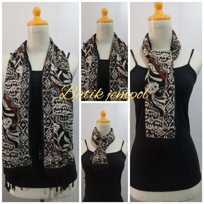 Syal batik halus parang hitam