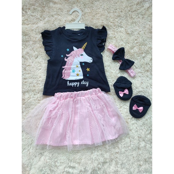 Setelan jumper rok bandana sepatu baju bayi cewek newborn jumpsuit bayi baju bayi perempuan Setelan bayi perempuan