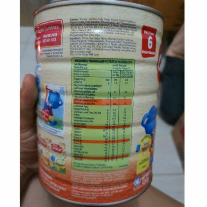 Salmonelashope - Nestle Cerelac Kaleng Bubur Bayi Gandum Dan Madu Malaysia 500G.