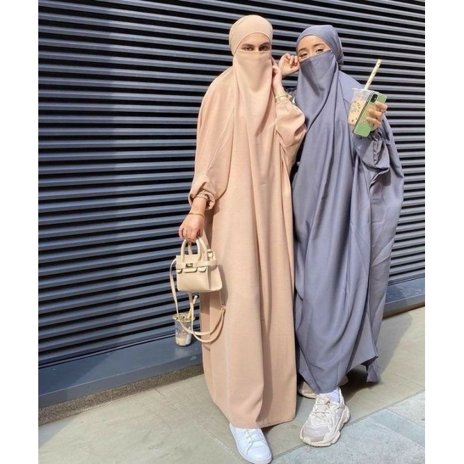 FRENCH KHIMAR Jilbab hijab instan/Hijab Bergo wolpeach/ french khimar tangan karet  french khimar Na