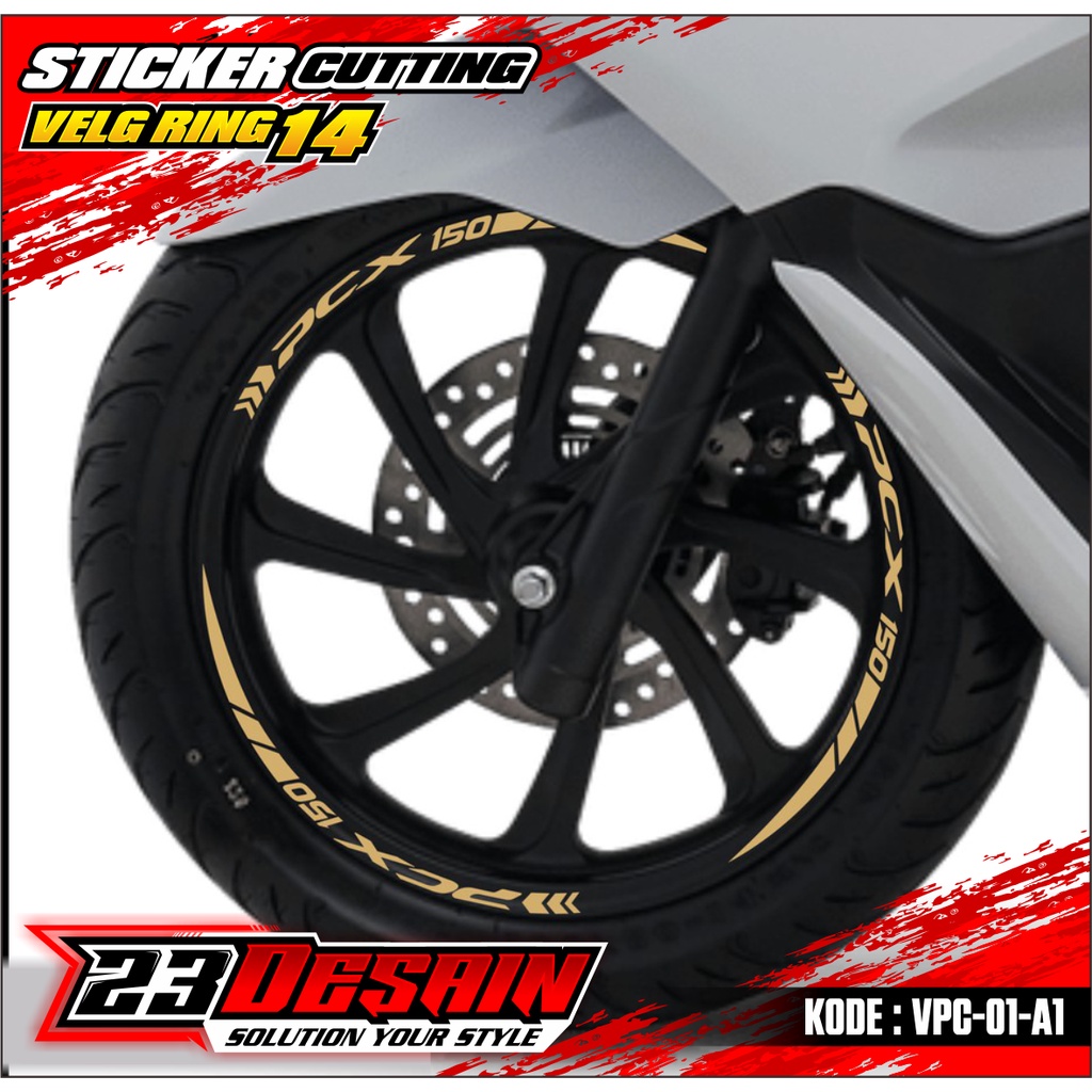 Stiker Velg PCX 160 list pelg cutting sticker Bahan Nyala fosfor VPC01 Brown Gold