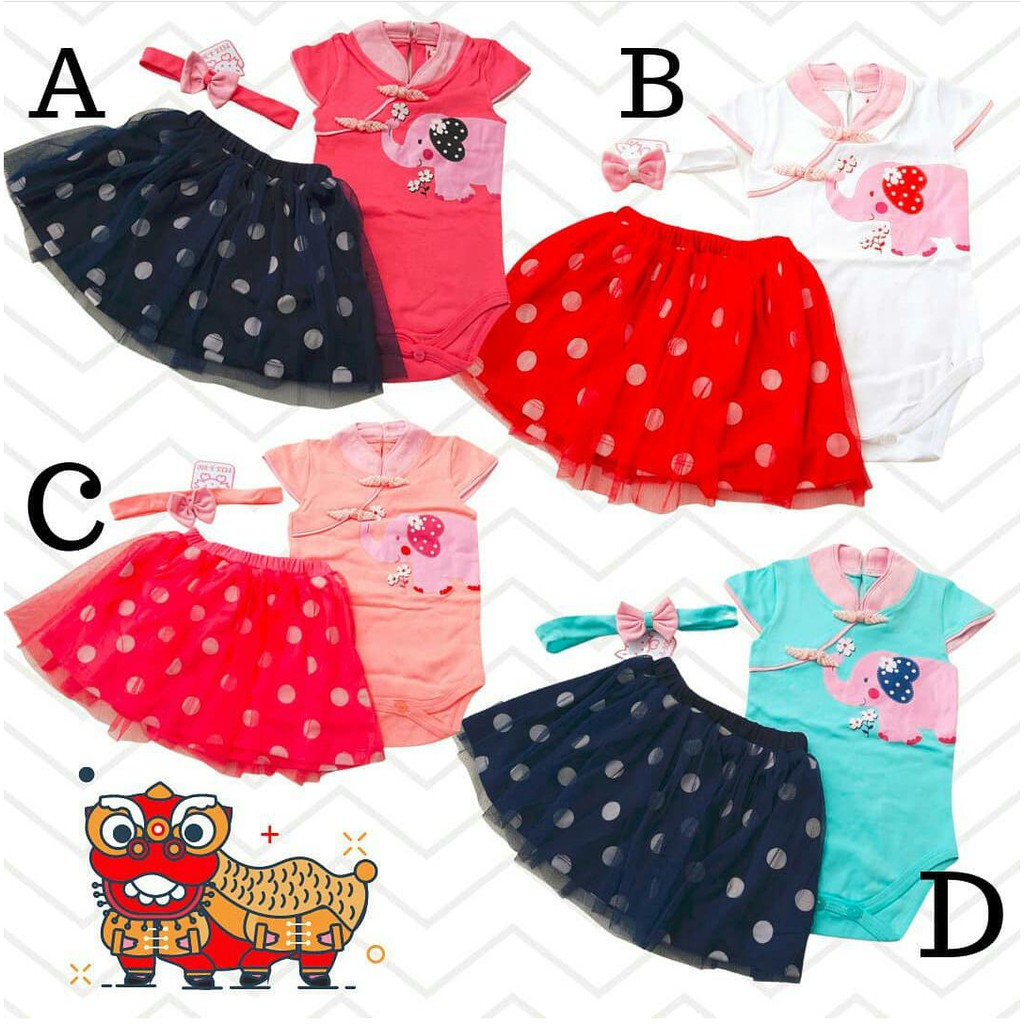 Baju Bayi Perempuan Set Jumper Cheongsam Hoky