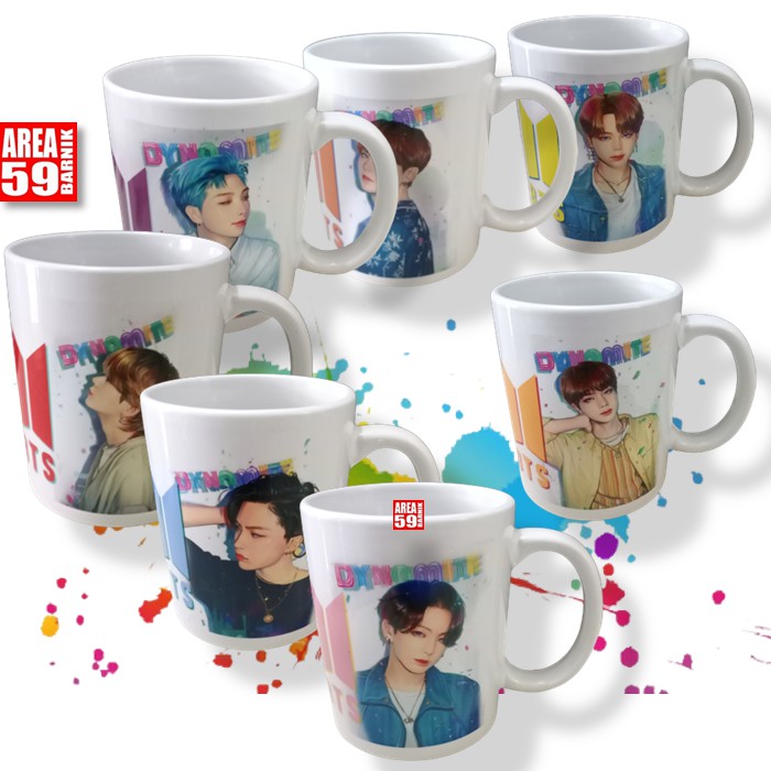 Gelas Cangkir Mug Kopi Teh Susu Coffee Karakter Bts 350 ml Bahan Keramik