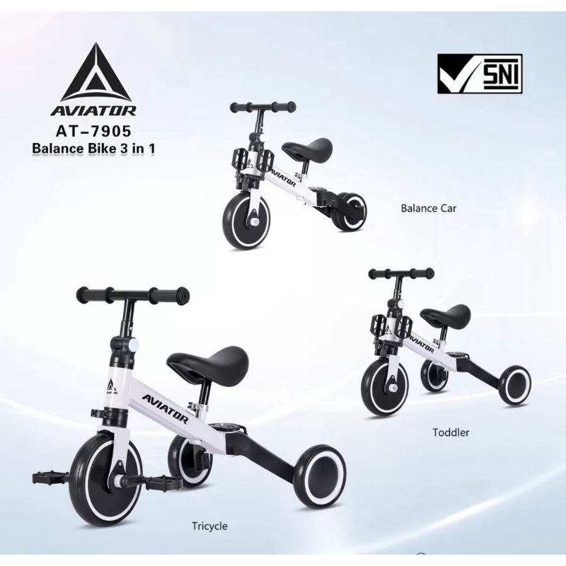 Sepeda Anak Roda Tiga Trycycle Aviator AT - 7905 Balance Bike 3 in 1 Push Bike, Exotic ET - 709 &amp; Exotic ET - 5511