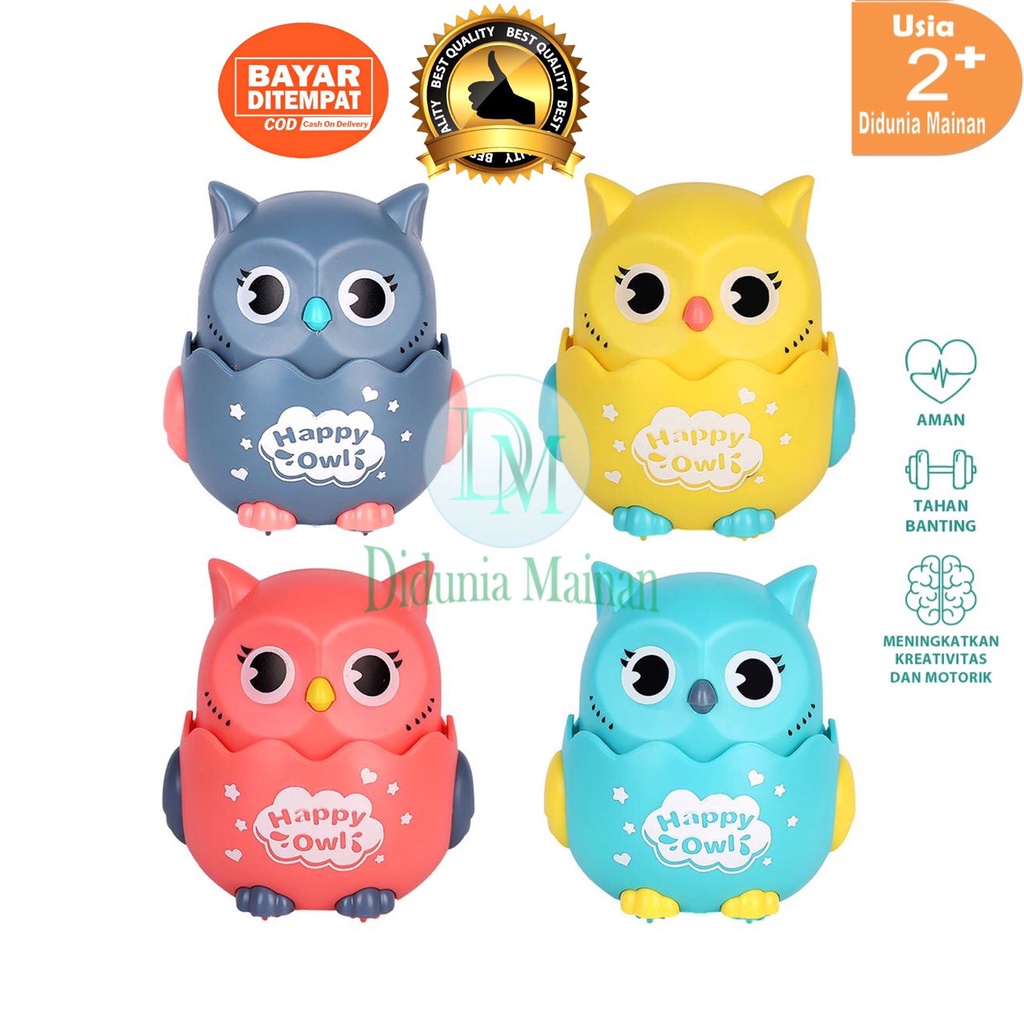 mainan edukasi anak figure burung hantu tekan jalan happy owl baby press and go