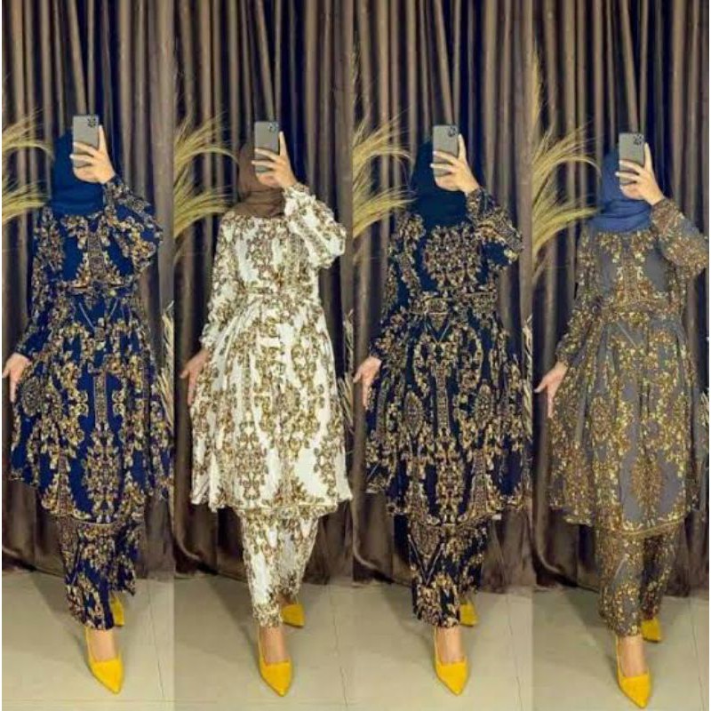 set sultan rayon tunik panjang jumbo