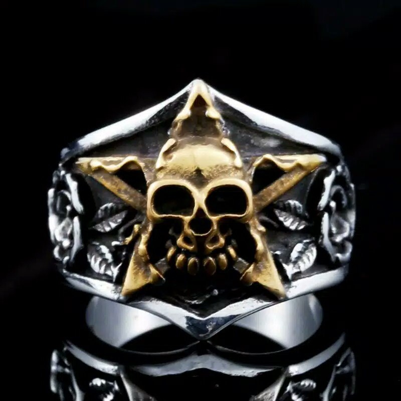 Cincin pria devil pentagram punk style men ring symbol series