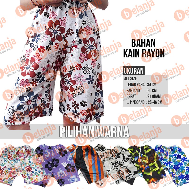 Celana Pendek Bali Motif 3/4 celana pendek murah celana bali grosir oleh oleh