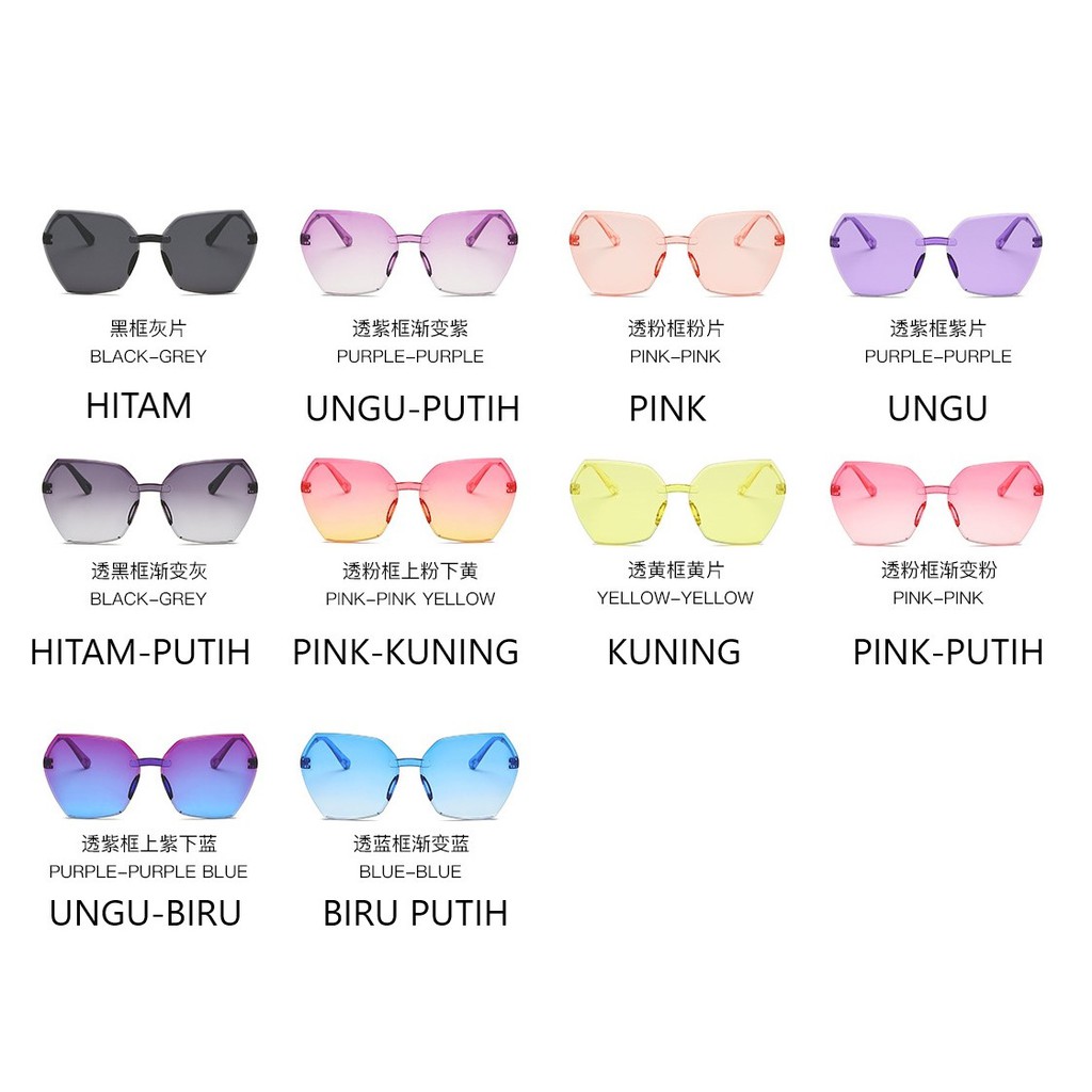 DODORY K601 Kacamata Gradien Wanita Kacamata Pantai Warna Warni Sunglasses Fashion