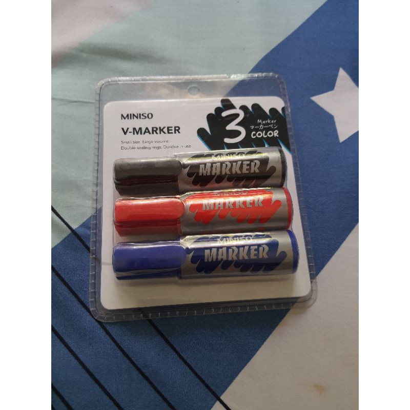 

Spidol Hitam, Merah, Biru Miniso V-Marker 3-Color Marker New Product.