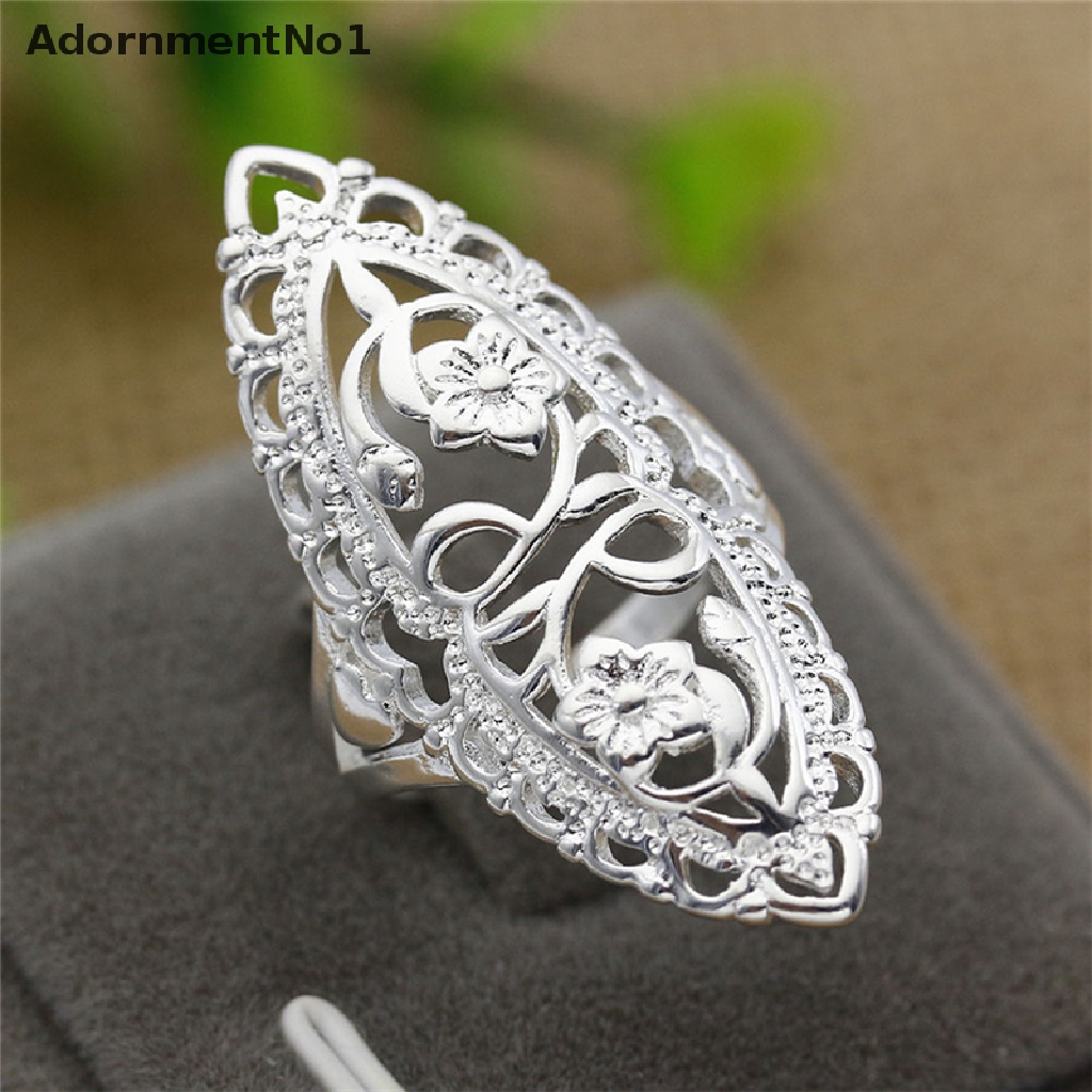 (AdornmentNo1) Cincin Sterling Silver 925 Model Hollow Besar Untuk Wanita