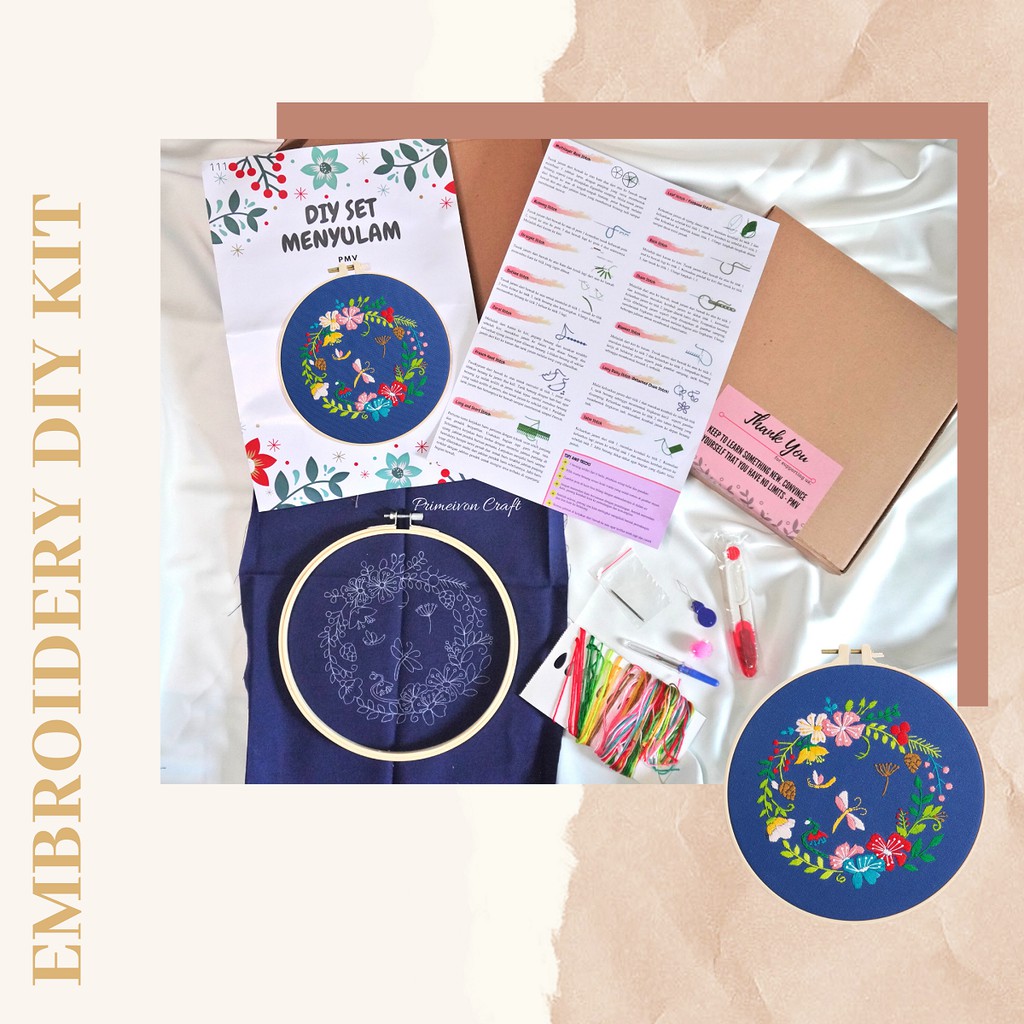 DIY KIT menyulam floral/ DIY embroidery KIT 111