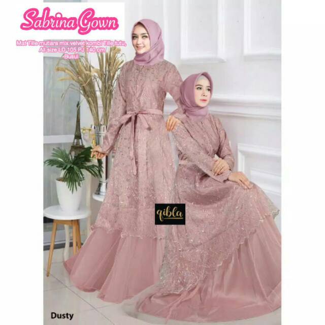 Sabrina Gown (READY STOK) dress brokat gown kondangan gamis murag ootd lebaran ootd kondangan