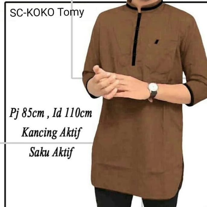 KOKO TOMY BROWN SC Koko pria katun coklat