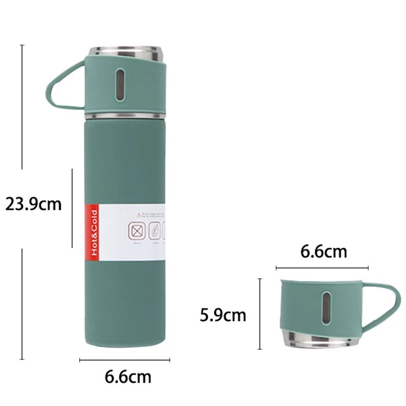 [ASS]Termos Vacuum Flask/Set Botol Minum Cangkir Premium 500ml Panas Dingin