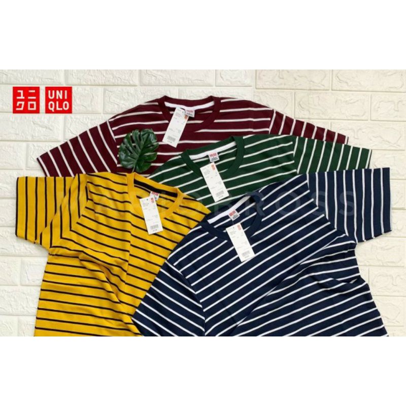 Original Kaos stripe UNIQLO | Kaos SALUR cewek cowok